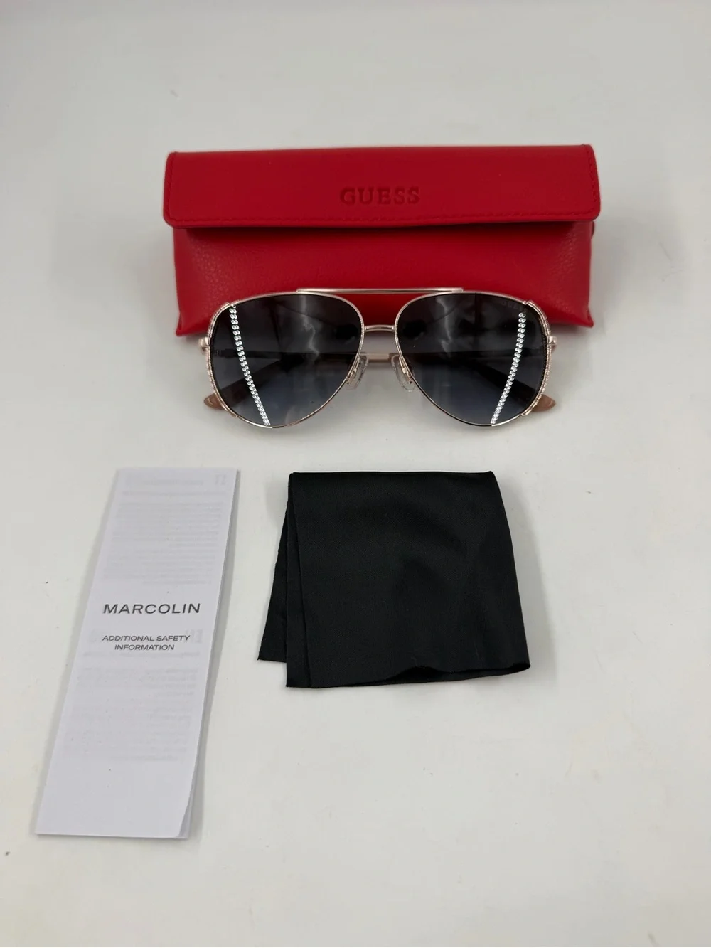 Guess Women’s GU00193 32B Gold Aviator Sunglasses Gradient Brown Lens 58-12 140
